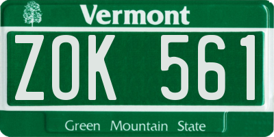 VT license plate ZOK561