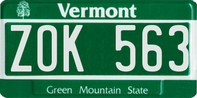 VT license plate ZOK563