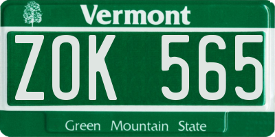 VT license plate ZOK565