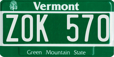 VT license plate ZOK570