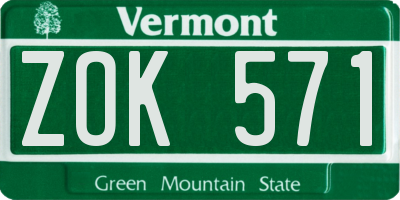 VT license plate ZOK571