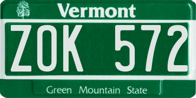 VT license plate ZOK572