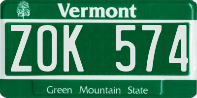 VT license plate ZOK574