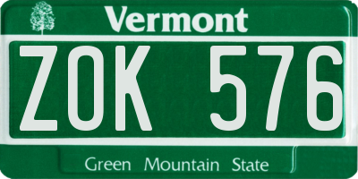 VT license plate ZOK576