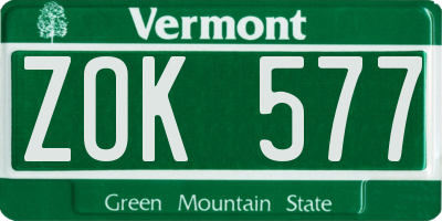 VT license plate ZOK577