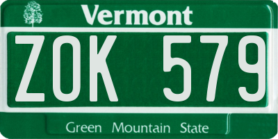 VT license plate ZOK579