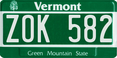 VT license plate ZOK582