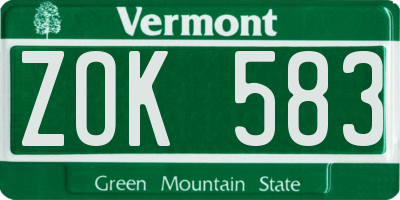 VT license plate ZOK583