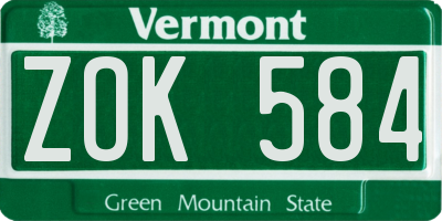 VT license plate ZOK584