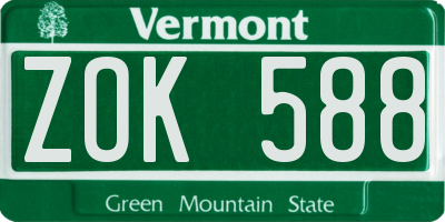 VT license plate ZOK588