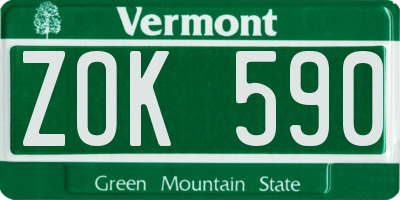 VT license plate ZOK590