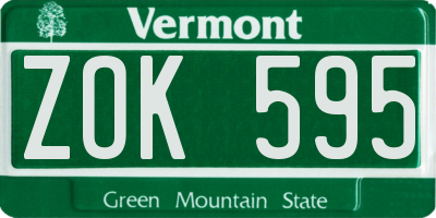 VT license plate ZOK595