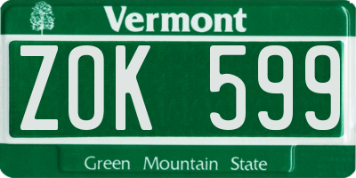 VT license plate ZOK599
