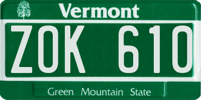 VT license plate ZOK610