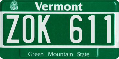 VT license plate ZOK611
