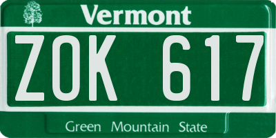 VT license plate ZOK617