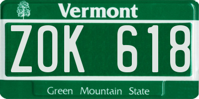 VT license plate ZOK618