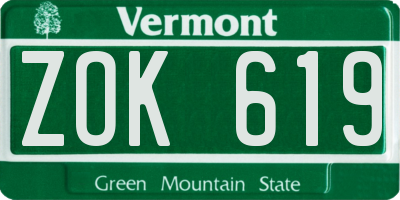 VT license plate ZOK619