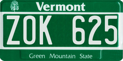 VT license plate ZOK625