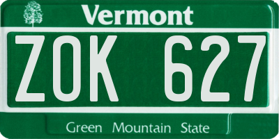 VT license plate ZOK627