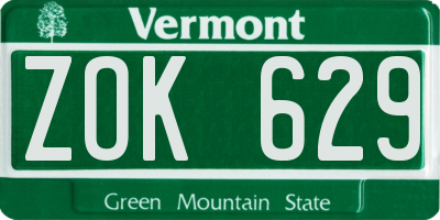 VT license plate ZOK629