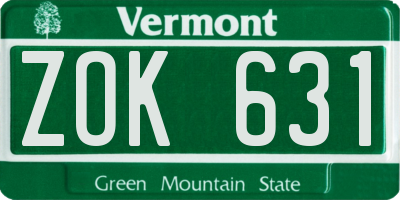 VT license plate ZOK631