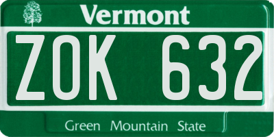 VT license plate ZOK632