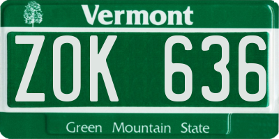 VT license plate ZOK636