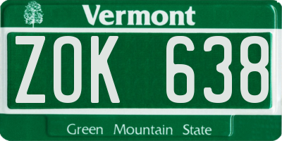 VT license plate ZOK638