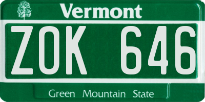 VT license plate ZOK646