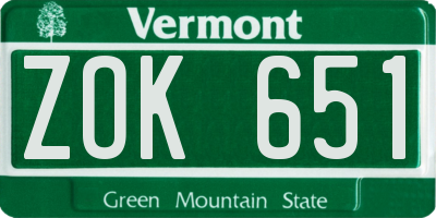VT license plate ZOK651