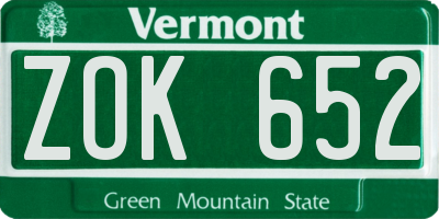VT license plate ZOK652