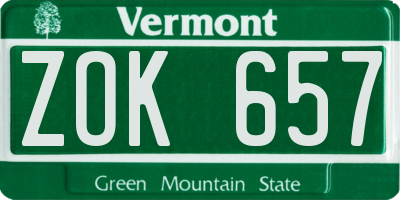 VT license plate ZOK657
