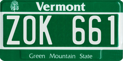 VT license plate ZOK661