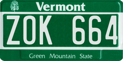 VT license plate ZOK664