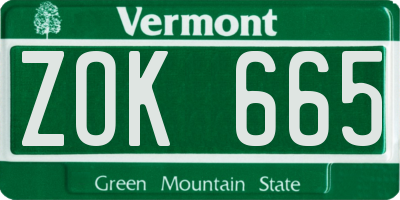 VT license plate ZOK665