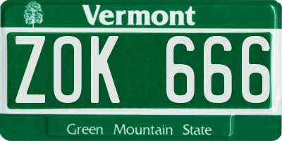 VT license plate ZOK666