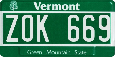 VT license plate ZOK669