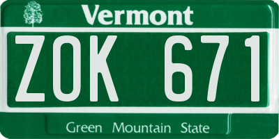 VT license plate ZOK671