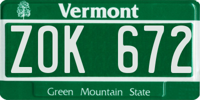 VT license plate ZOK672