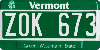 VT license plate ZOK673
