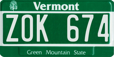 VT license plate ZOK674