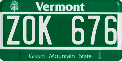 VT license plate ZOK676