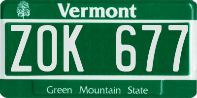VT license plate ZOK677