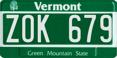 VT license plate ZOK679