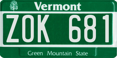 VT license plate ZOK681