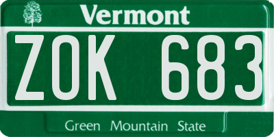 VT license plate ZOK683