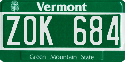 VT license plate ZOK684