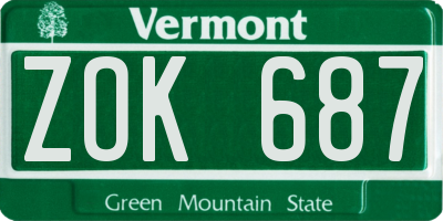 VT license plate ZOK687