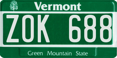 VT license plate ZOK688